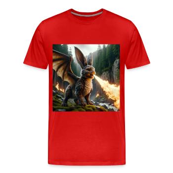 Fire Breathing Bunny Dragon #13 - Men's Premium Organic T-Shirt - red - Front - Damien (186cm)