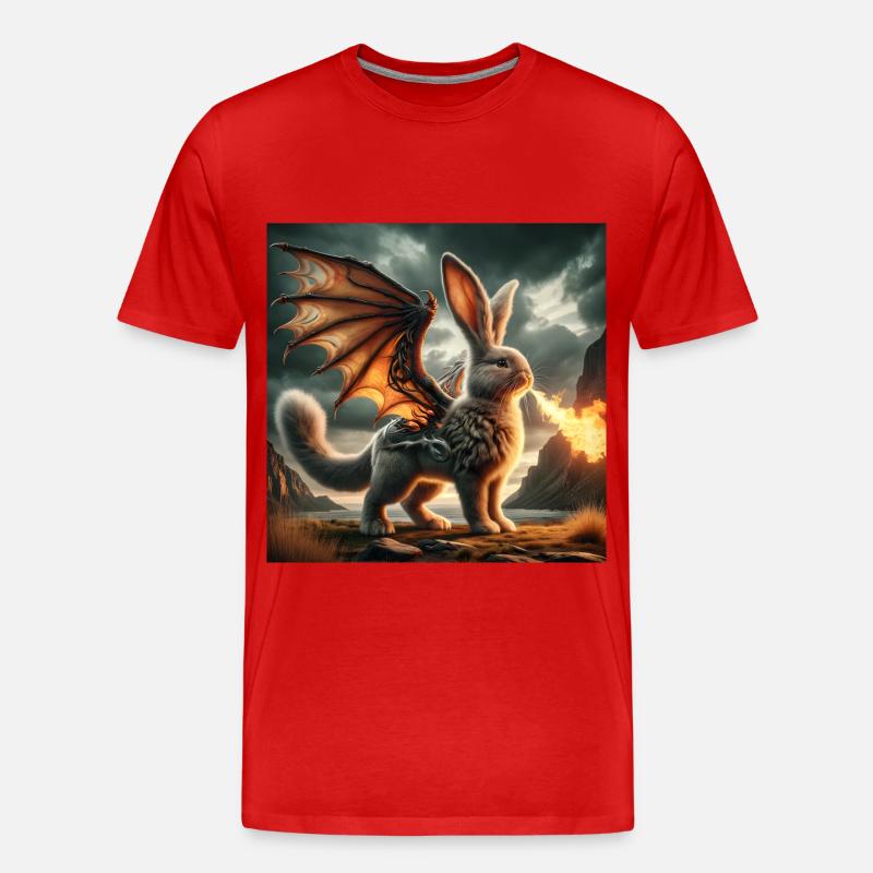 Feuerspeiender Hase Drache #03 - Männer Premium Bio T-Shirt - Rot