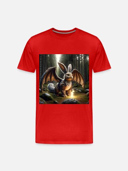 Fire Breathing Bunny Dragon #15 - Men's Premium Organic T-Shirt - red