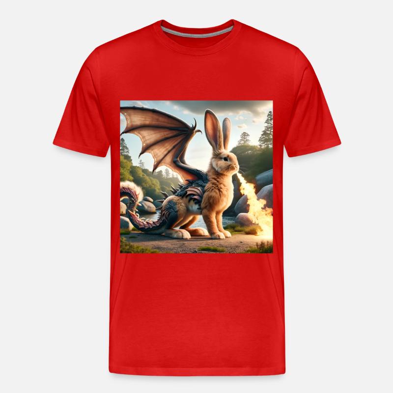 Feuerspeiender Hase Drache #07 - Männer Premium Bio T-Shirt - Rot