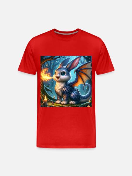 Fire Breathing Bunny Dragon #02 - Men's Premium Organic T-Shirt - red