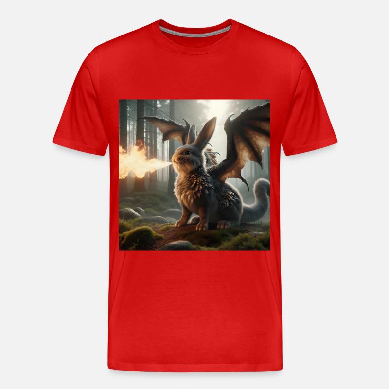 Feuerspeiender Hase Drache #06 - Männer Premium Bio T-Shirt - Rot