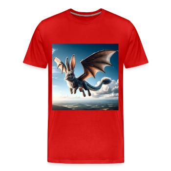 Fliegender Hase Drache #01 - Männer Premium Bio T-Shirt - Rot - Vorne - Damien (186cm)