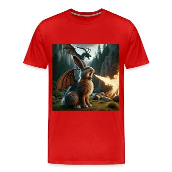 Feuerspeiender Hase Drache #21 - Männer Premium Bio T-Shirt - Rot - Vorne - Damien (186cm)
