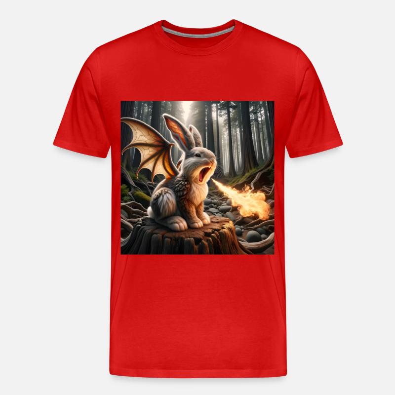 Feuerspeiender Hase Drache #23 - Männer Premium Bio T-Shirt - Rot