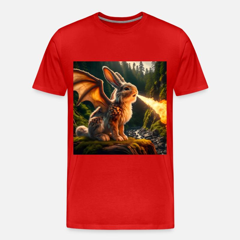 Feuerspeiender Hase Drache #22 - Männer Premium Bio T-Shirt - Rot