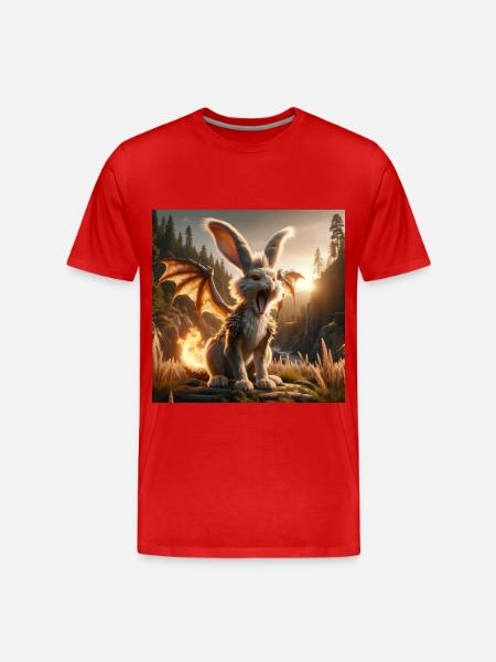 Fire Breathing Bunny Dragon #24 - Men's Premium Organic T-Shirt - red