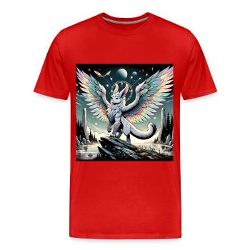 Mythischer Hasendrache - Männer Premium Bio T-Shirt - Rot - Vorne - Damien (186cm)