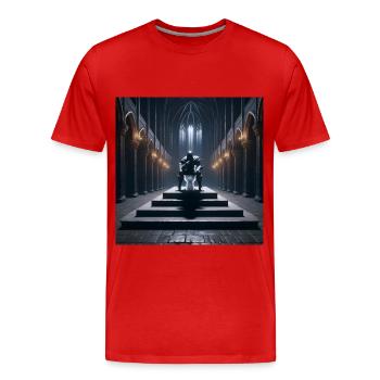 Fart Souls - Hollow Knight on Porcelain Throne #06 - Men's Premium Organic T-Shirt - red - Front - Damien (186cm)