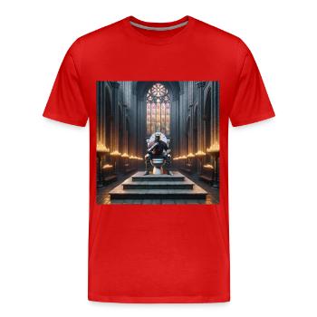 Fart Souls - Hollow Knight on Porcelain Throne #01 - Men's Premium Organic T-Shirt - red - Front - Damien (186cm)