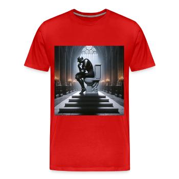 Fart Souls - Hollow Knight on Porcelain Throne #05 - Men's Premium Organic T-Shirt - red - Front - Damien (186cm)