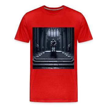 Fart Souls - Hollow Knight on Porcelain Throne #12 - Men's Premium Organic T-Shirt - red - Front - Damien (186cm)
