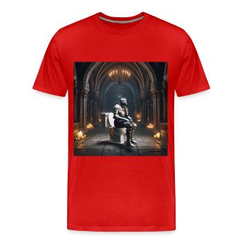 Fart Souls - Hollow Knight on Porcelain Throne #02 - Men's Premium Organic T-Shirt - red - Front - Damien (186cm)