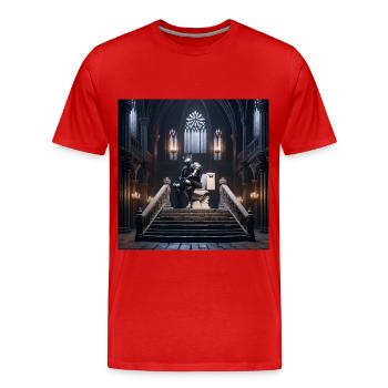 Fart Souls - Hollow Knight on Porcelain Throne #04 - Men's Premium Organic T-Shirt - red - Front - Damien (186cm)