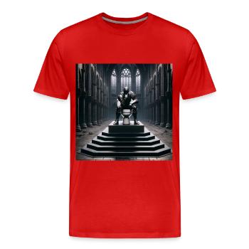 Fart Souls - Hollow Knight on Porcelain Throne #09 - Men's Premium Organic T-Shirt - red - Front - Damien (186cm)