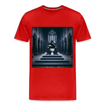 Fart Souls - Hollow Knight on Porcelain Throne #08 - Men's Premium Organic T-Shirt - red - Front - Damien (186cm)