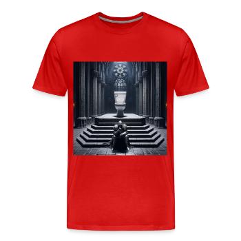 Fart Souls - Hollow Knight on Porcelain Throne #07 - Men's Premium Organic T-Shirt - red - Front - Damien (186cm)