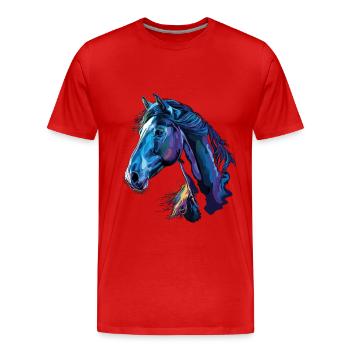 Cheval sur fond noir - T-shirt bio Premium Homme - rouge - Devant - Damien (186cm)