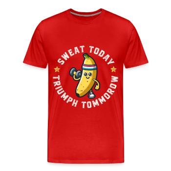 Retro Banana Fitness - Motivational Designs 2024 - Men's Premium Organic T-Shirt - red - Front - Damien (186cm)