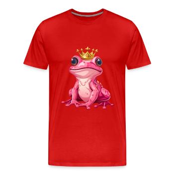 süße rosa pink Frosch Prinzessin mit golden Krone - Männer Premium Bio T-Shirt - Rot - Vorne - Damien (186cm)