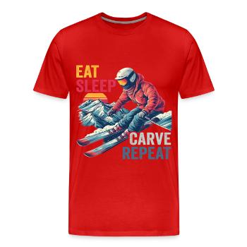 Eat Sleep Carve Repeat - Skifahrer Ski Design - Männer Premium Bio T-Shirt - Rot - Vorne - Damien (186cm)