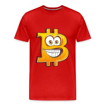 lustiges Bitcoin BTC Symbol Comic Cartoon Style - Männer Premium Bio T-Shirt - Rot - Vorne - Damien (186cm)