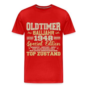 Vintage 1948 Born Retro Birthday Vintage - Men's Premium Organic T-Shirt - red - Front - Damien (186cm)