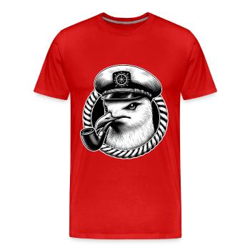 North German Seagull as Captain & Seafarer - Men's Premium Organic T-Shirt - red - Front - Damien (186cm)