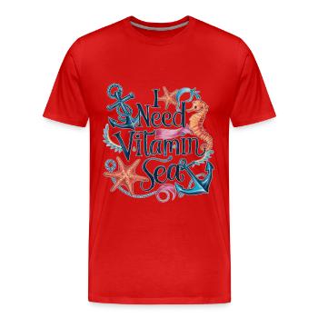 I need vitamin sea - Männer Premium Bio T-Shirt - Rot - Vorne - Damien (186cm)