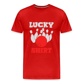 chemise porte-bonheur bowling - T-shirt bio Premium Homme - rouge - Devant - Damien (186cm)