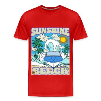 Retro Strand Urlaub Palmen Meer Kult Boot DDR Ossi - Männer Premium Bio T-Shirt - Rot - Vorne - Damien (186cm)