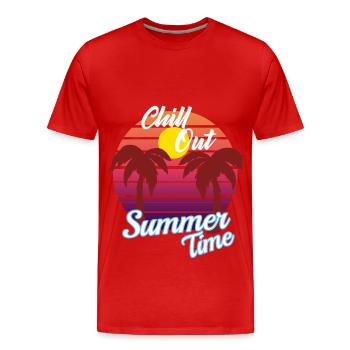 Chill Out Summertime - Palmiers au coucher du soleil - T-shirt bio Premium Homme - rouge - Devant - Damien (186cm)