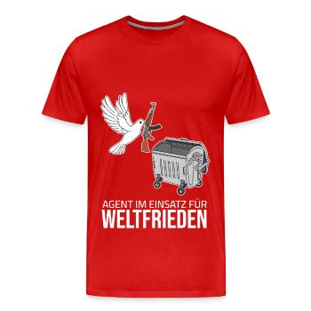 Colombe de la Paix - Agent en action pour la paix dans le monde - T-shirt bio Premium Homme - rouge - Devant - Damien (186cm)
