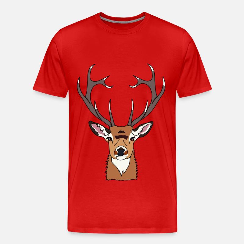 Hirsch - Männer Premium Bio T-Shirt - Rot