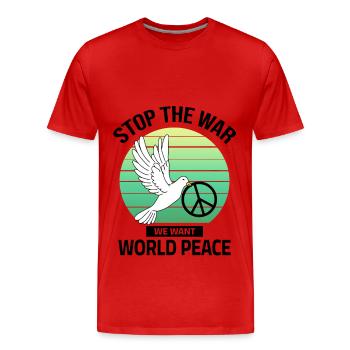 Paix dans le monde - Arrêtez la guerre - T-shirt bio Premium Homme - rouge - Devant - Damien (186cm)