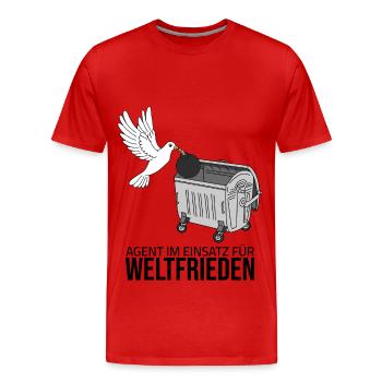 Agent en action pour la paix dans le monde - T-shirt bio Premium Homme - rouge - Devant - Damien (186cm)
