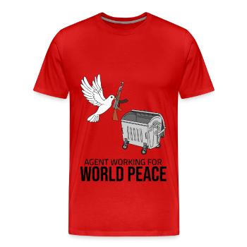agent working for world peace - Men's Premium Organic T-Shirt - red - Front - Damien (186cm)