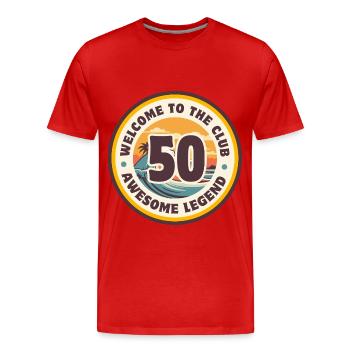 Bienvenue au Club 50 - Chemise d’anniversaire - T-shirt bio Premium Homme - rouge - Devant - Damien (186cm)