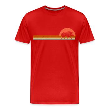 Rétro Sanglier Sanglier Vintage Chasseur de Sanglier - T-shirt bio Premium Homme - rouge - Devant - Damien (186cm)