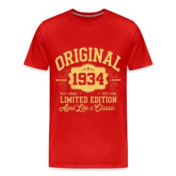 Original 1934 - 90e anniversaire Édition classique - T-shirt bio Premium Homme - rouge - Devant - Damien (186cm)