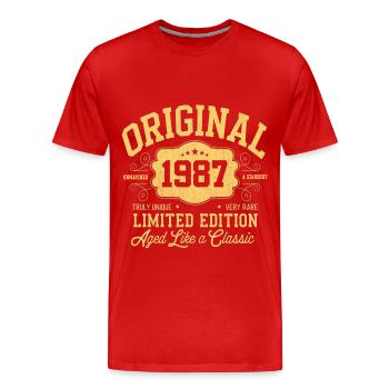 Original 1987 - Anniversaire 1987 Édition Classique - T-shirt bio Premium Homme - rouge - Devant - Damien (186cm)