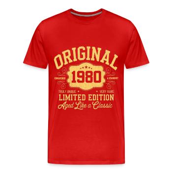 Original 1980 - Anniversaire 1980 Édition Classique - T-shirt bio Premium Homme - rouge - Devant - Damien (186cm)