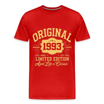 Original 1993 - Anniversaire 1993 Édition classique - T-shirt bio Premium Homme - rouge - Devant - Damien (186cm)