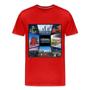 Tokyo, Japon, Asie, Collage, Horizon, Ville, Métropole - T-shirt bio Premium Homme - rouge - Devant - Damien (186cm)