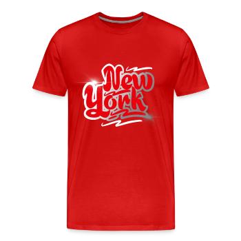 New York - T-shirt bio Premium Homme - rouge - Devant - Damien (186cm)