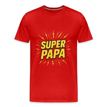 Super-Papa - Männer Premium Bio T-Shirt - Rot - Vorne - Damien (186cm)