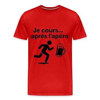 Je cours... après l'apéro - T-shirt bio Premium Homme - rouge - Devant - Damien (186cm)