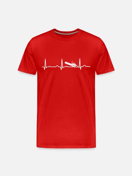 ECG HEATBEAT CHAIN WHITE - Men's Premium Organic T-Shirt - red
