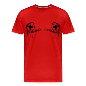 A prisoner is freed from his chains - Men's Premium Organic T-Shirt - red - Front - Damien (186cm)