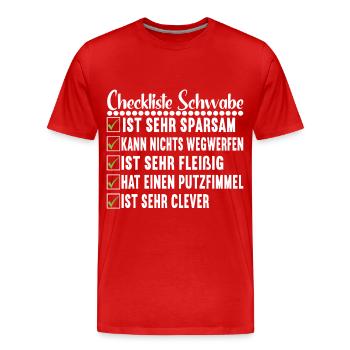 Schwabe Schwäbisch - Männer Premium Bio T-Shirt - Rot - Vorne - Damien (186cm)